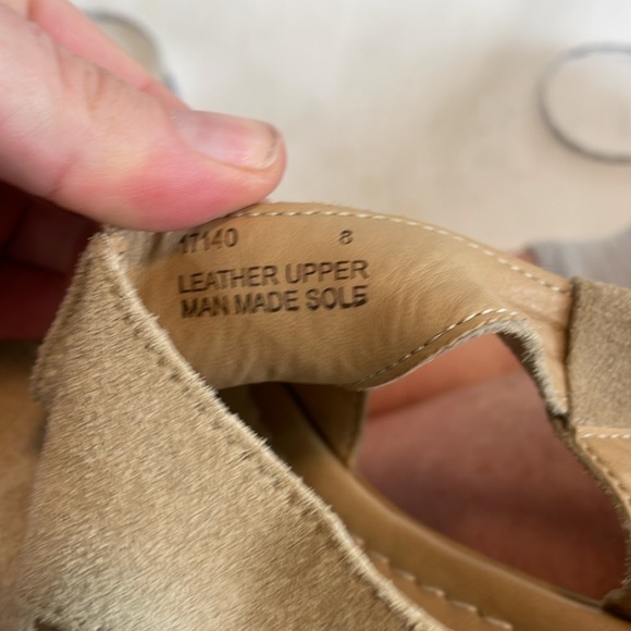 NWOT Anthropologie Barbara Barbieri Italian taupe leather wedge sandals size 8 - Picture 11 of 11